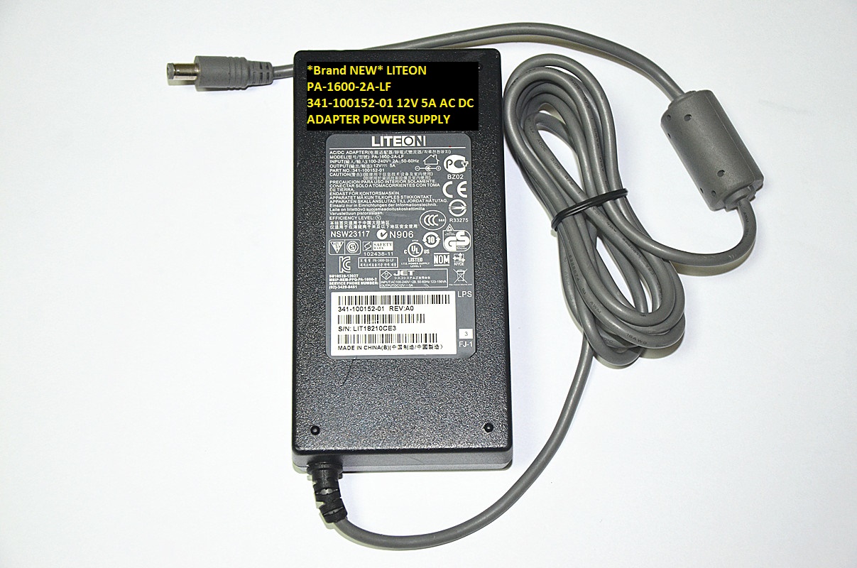 *Brand NEW*5.5*2.1 12V 5A AC DC ADAPTER LITEON 341-100152-01 PA-1600-2A-LF POWER SUPPLY